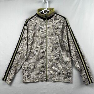 Tek Gear Track Jacket Mens Medium Olive Green Abstract Mosaic Print Full Zip